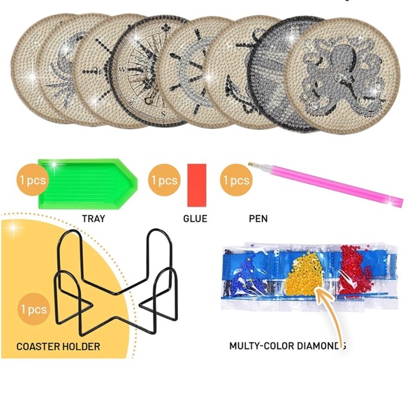 8 piece DIY Diamond Painting Coaster Set - Picture 4 of 4